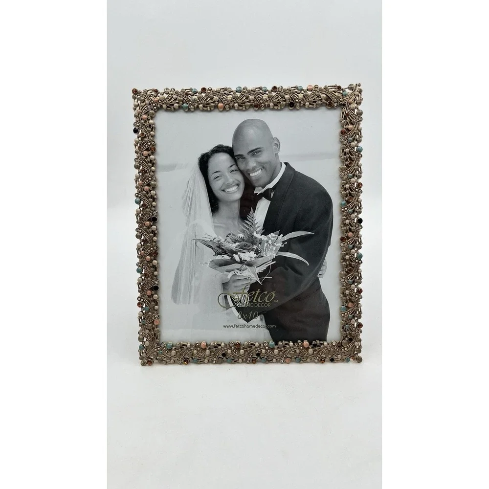 Fetco Home Decor Wedding Picture Frame 8 X 10 Gold Tone Bejeweled Bedazzled New
